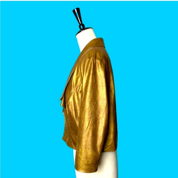 EUC Cache Bronze Gold Metallic Crop Jacket Small holiday,concert,glam,color pop - Picture 2 of 7